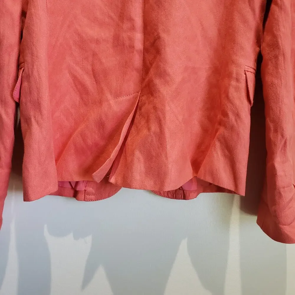 J Crew Schoolboy Blazer Women's 0 Peach Coral 2 Button Closure Lined